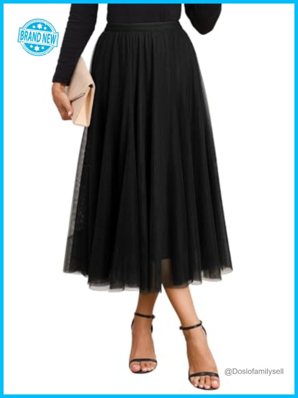Women's Tulle A-Line Layered Flowy Long Skirt High Waist Tutu